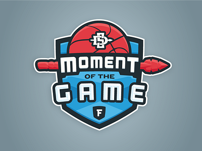 Moment of the Game Badge aztecs badge basketball fanpics sdsu seal spear sports