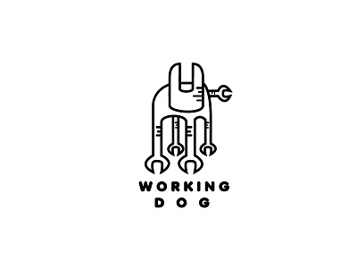 Working Dog animal black boldflower dog logo mehanic work