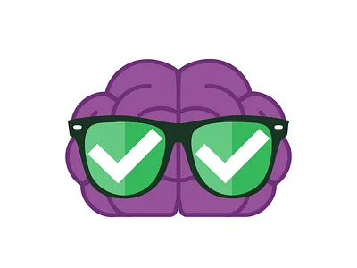 Brain With Glasses brain checkmarks checks flat glasses graphic illustration magoosh smart
