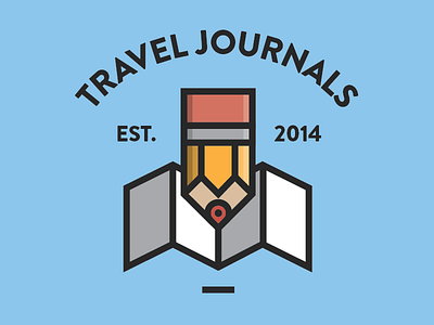 Travel Journals badge flat flat design icon logo map pencil thick stroke travel