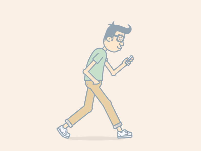 Cool Guy Walking {gif} 2d after effects animated gif animation boy character hipster motion graphics rigging vector walk cycle