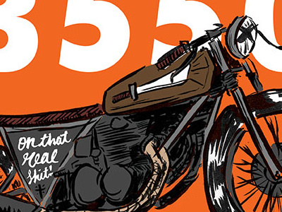 On that Real brat cafe racer chicano drawing hand lettering illustration ink motorcycle orange vintage