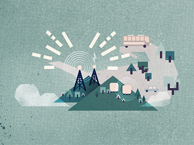 Radar Station editorial illustration illustration map mountain radar station texture