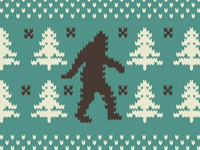 Fair Isle bigfoot color fair isle holidays icon illustration logo retro sasquatch shape vintage