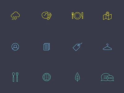 Random Icons chat collection icon map profile recipe tag utensils weather