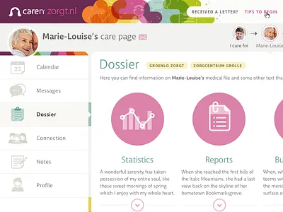 Dossier header icons macha navigation sidebar topbar webapp webpage website