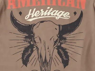 T Shirt Design 1496 american animal skull heritage indian native american skull vintage font