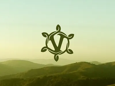 V grass leaf letter life logo nature simple spiral sun tree v