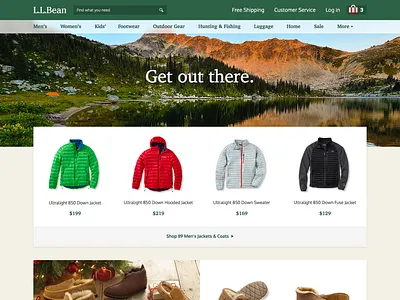 L.L. Bean Concept e commerce home page l.l. bean retail