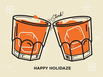 Happy Holidaze cheers christmas drink holiday icon illustration logo retro vintage whiskey