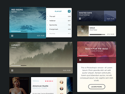 Widgets UI Kit interface media movie music player ui ux widgets