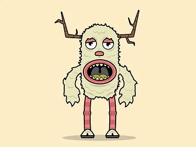 MONSTERS - 1 antlers character funny illustration illustrator monster scary stripes teeth vector