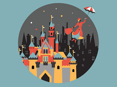 Mary Poppins Leaving the Disney Castle castle disney dkng mary night poppins