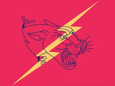With The Quickness branding flag illustration lightning panther the fat panther