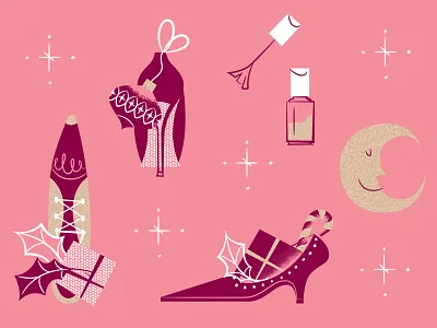 SisterMag x Essie - Christmas Wrapping Paper christmas essie girlie illustration nailpolish pattern shoes wrappingpaper