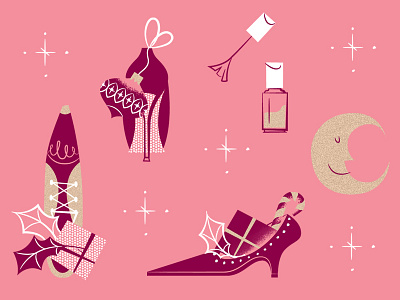 SisterMag x Essie - Christmas Wrapping Paper christmas essie girlie illustration nailpolish pattern shoes wrappingpaper