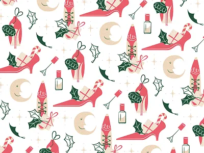 SisterMag x Essie - Christmas Wrapping Paper essie girlie illustration nailpolish shoes wrappingpaper