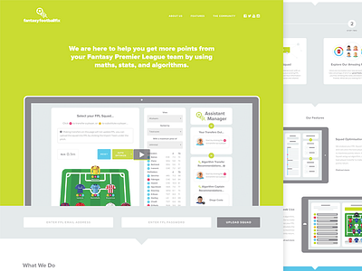 Landing Page design fantasy fix football fpl green landing macbook page web