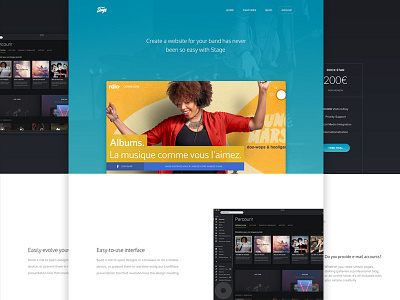 Stage app landing minimalist music page product ui ux website