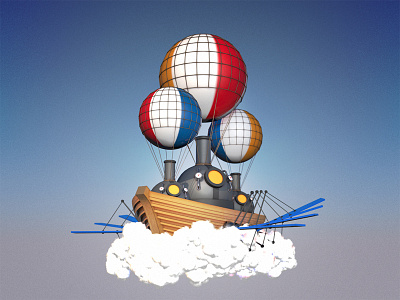 airship 3d air airship c4d render ship