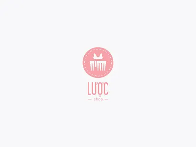 Lược shop circle clipart comb giftbox handmake logo lược pink ribbon shop vietnam vintage