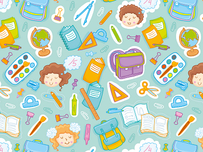 School pattern cute illustrations pattern school seamless pattern stokarenko vector