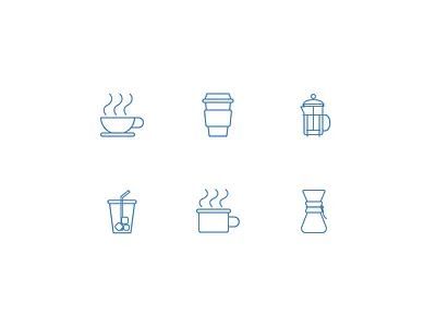 Freshly Brewed caffeine coffee cup french press hot iced icons straw