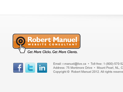 Robert Manuel Website Consultant Website Footer design development footer icons logo social website