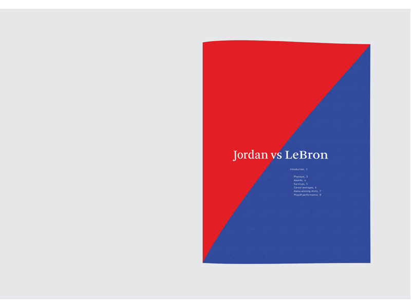 Michael Jordan vs. LeBron James . Publication design information publication report sport visual communication