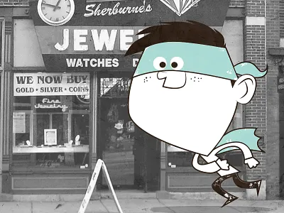 To the rescue!!! black and white illustration super