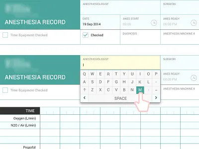 Touch Pad Anesthesia Record anesthesia anesthesia record floating form form tablet app touch form touch keypad touchpad anesthesia record