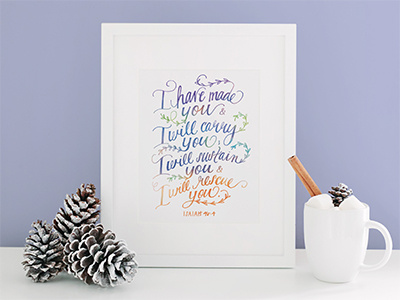 I Will Rescue You bible verse kate tessera lettering script watercolor winter