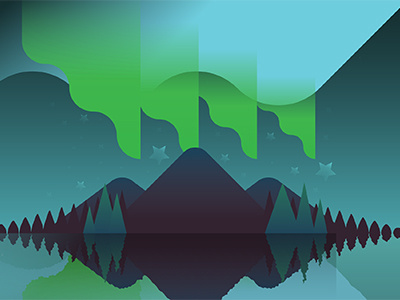 Northern Lights aurora borealis lights mountain nature northern vector winter