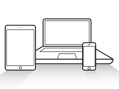 Technology Illustrations black and white computer contours icons ipad mini iphone perspective shadows technology