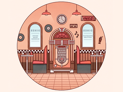 1950's Diner adobeillustrator design diner flat illustration illustrator restaurant vector