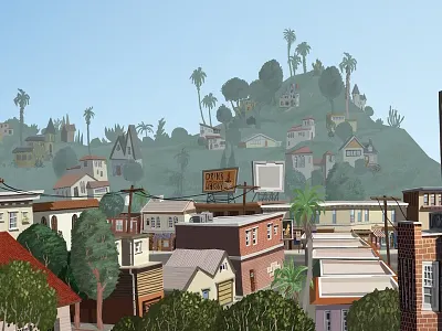 Franklin Hills architecture digital painting franklin hills los angeles photoshop