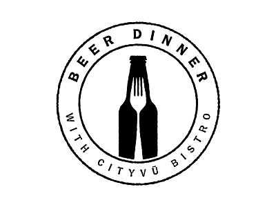 Beer Dinner Stamp beer bottle dinner event fork restaurant rough seal stamp type