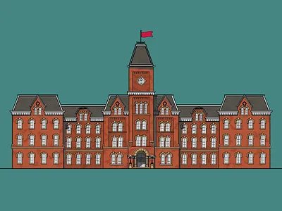 University Hall brick building illustration illustrator university vector