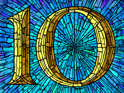 10 10 lettering number numeral stained glass ten typography