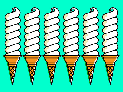 Soft Serve color cone dessert neon sweet teal vector