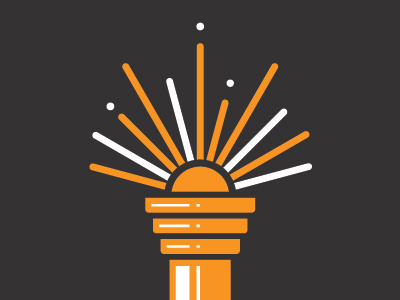 Torch fire light pedestal rays rounded corners torch vector
