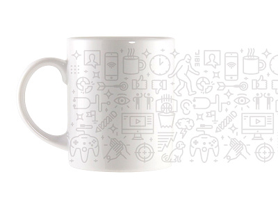 Mug Mockup coffee gray icon illustration monoline mug pattern white