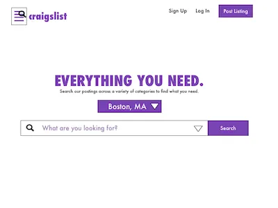 Craigslist Redesign (Part 1)- Home Screen craigslist debut design redesign ui ux web design wireframe