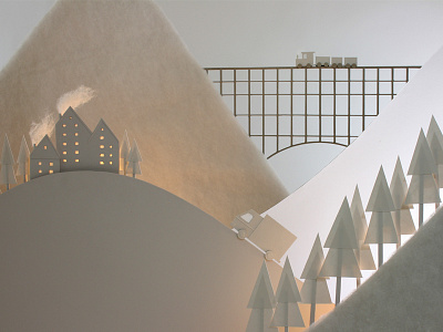 Winter wonderland animation christmas hills landscape paper set design stop motion train winter