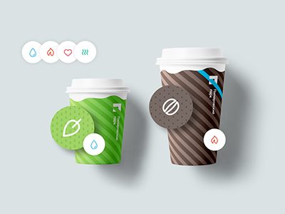 Coffee cup with stickers coffee coffee cup cup fire heart hot leave mint pack stickers tea water