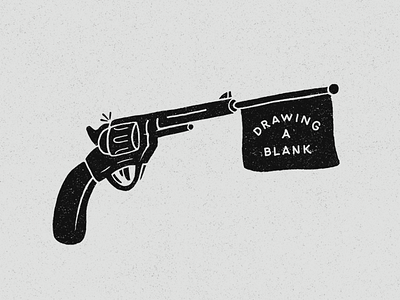 Drawing a Blank black and white gun hand drawn icon illustration lettering six shooter sketch type vintage