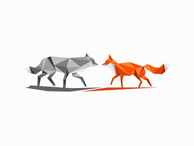 Wolf & Fox animals coyote fox identity logo mark wolf