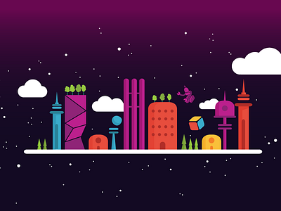 Retro future colorful future illustration retro space vector webdesign