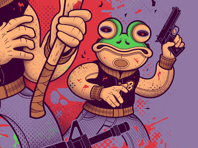 "Look at my face...We've met before..." axe blood frog gun hotline miami mask poster screen print secret panel video game