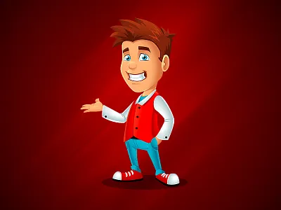 Here ya' go illustration male mascot presenting smile vector